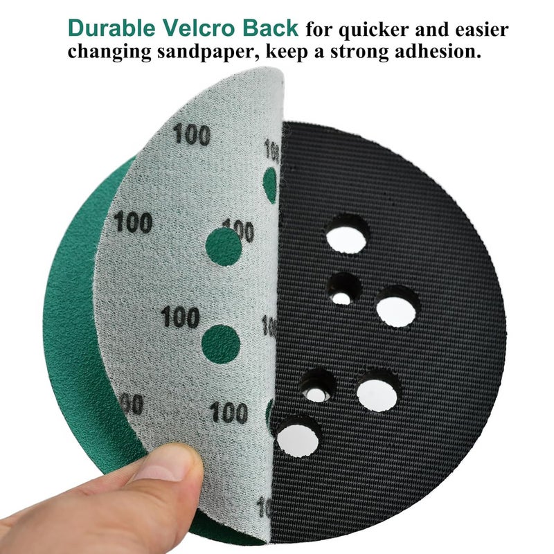 Aiyard 5-Inch 8-Hole Wet Dry Sanding Discs 100 Grit, Polyester Film Backed Heavy-Duty Hook and Loop Sandpaper for Random Orbital Sander, 50-Pack - Image 5